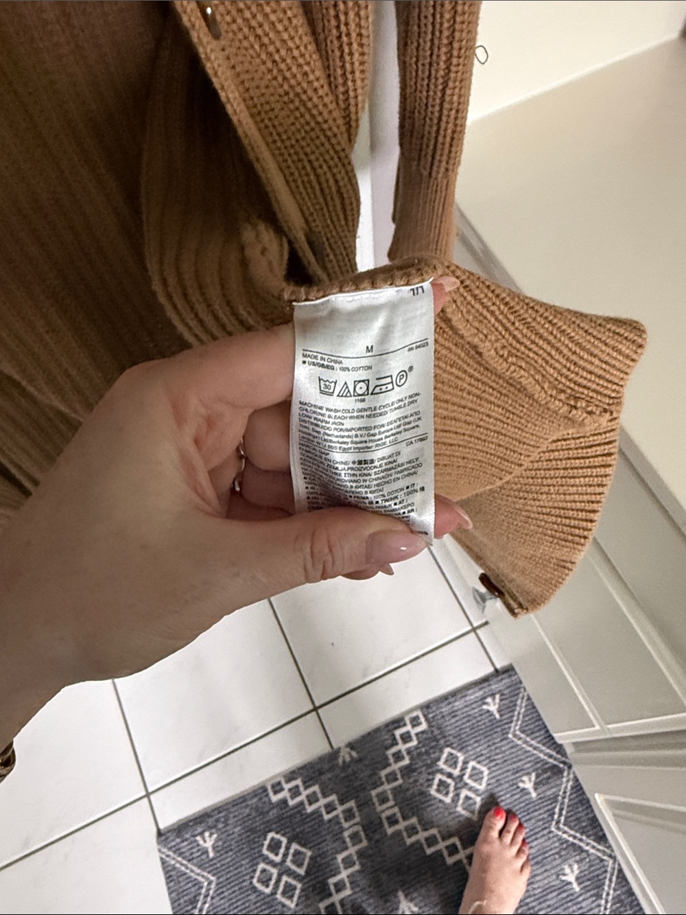 Gap CashSoft Shaker Stitch Oversized Boyfriend Cardigan Sweater Cocoa Brown - Picture 4 of 6